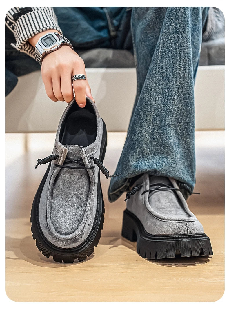 Men's Shoes 2025 Autumn New Style High-heel Thick-soled Loafers, Durable and Retro Casual Shoes, Everyday Street Trend Sneakers