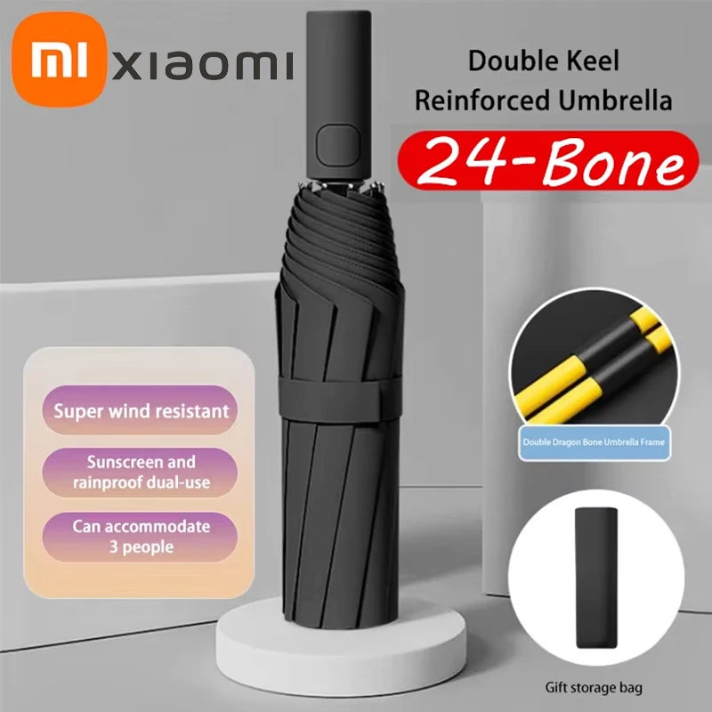 Xiaomi 24 Bone Fully Automatic Double Bone Folding Umbrella For Sun UV Protection Rain Resistance And Strong Wind Resistance