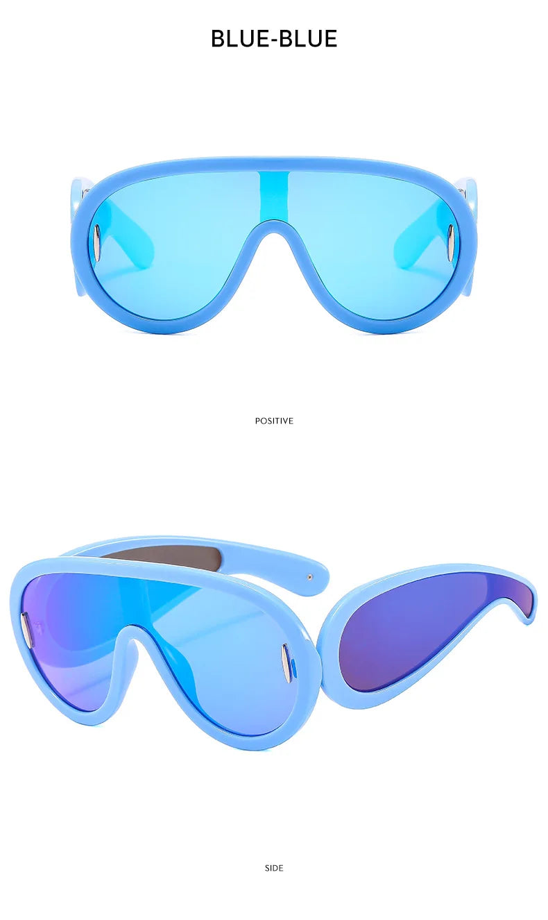 SHAUNA Oversized Women Goggle Sunglasses Trending Men One-Piece Mirror Shades UV400
