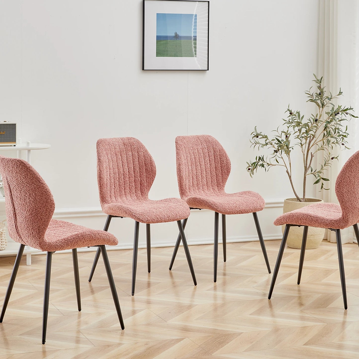 4Pcs/Set Modern Dining Chairs Padded Seat Iron Legs Nordic Minimalist office Chairs For Kitchen Living/Dining Room Restaurant