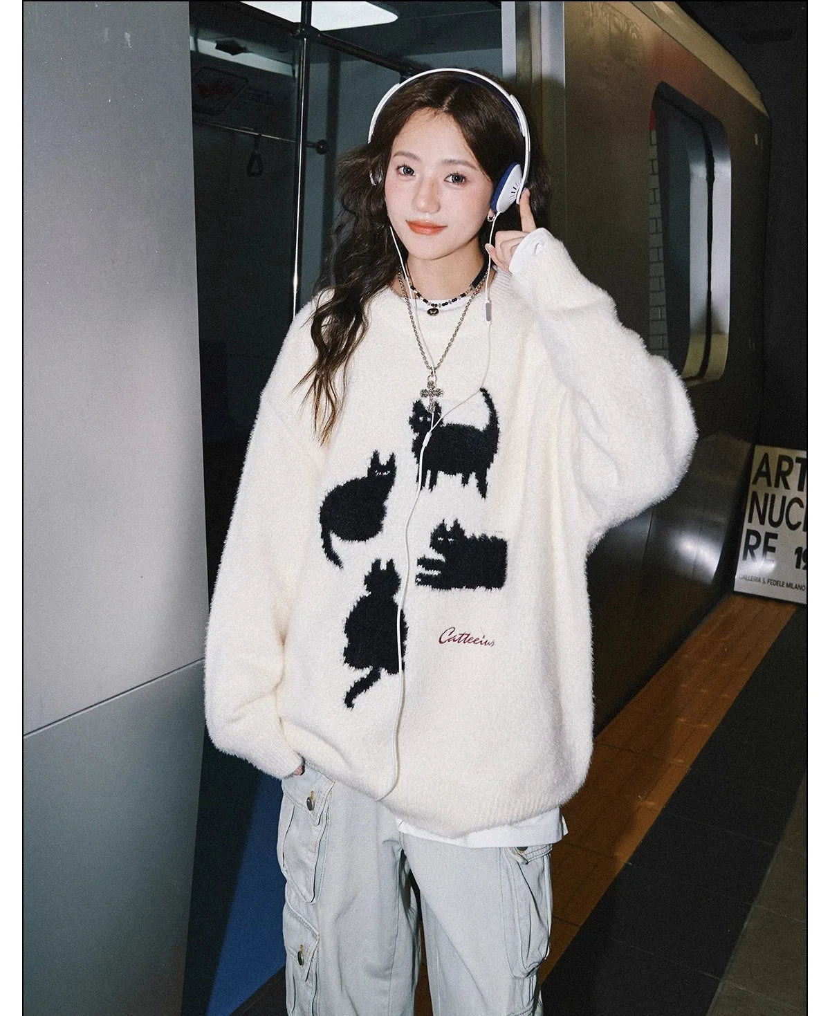 Pullovers Women Cartoon Trendy All-match O-neck Lazy Style Autumn Winter Imitation Mink-fleece Knitted Cozy Chic Ins Sweaters