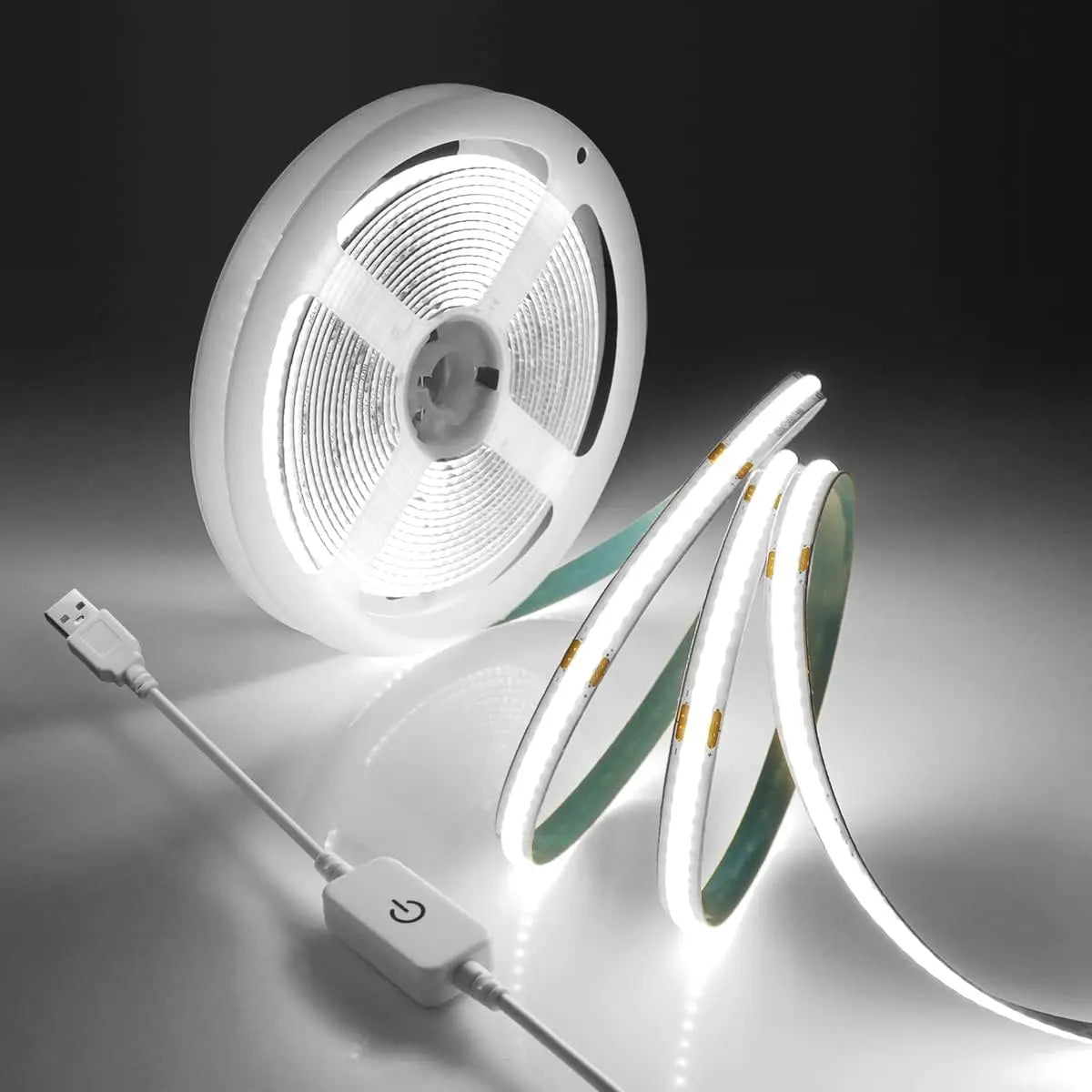1M-5M USB LED Strip Light 5V 320LEDs/M COB Touch Sensor Dimmable Lamp Tape DIY TV Mirror Backlight Kitchen Room Night Lighting
