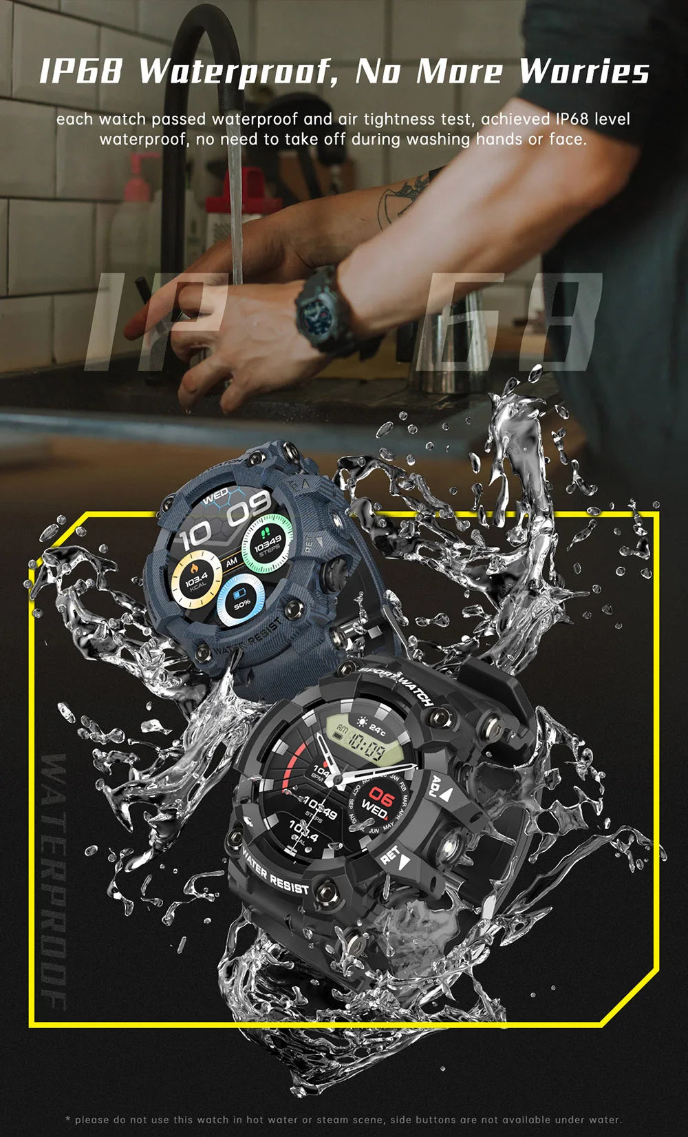 T6plus Compass Altitude Air Pressure Smart Watch  100+ Sport Mode Fitness Tracker Outdoor Military Smartwatch