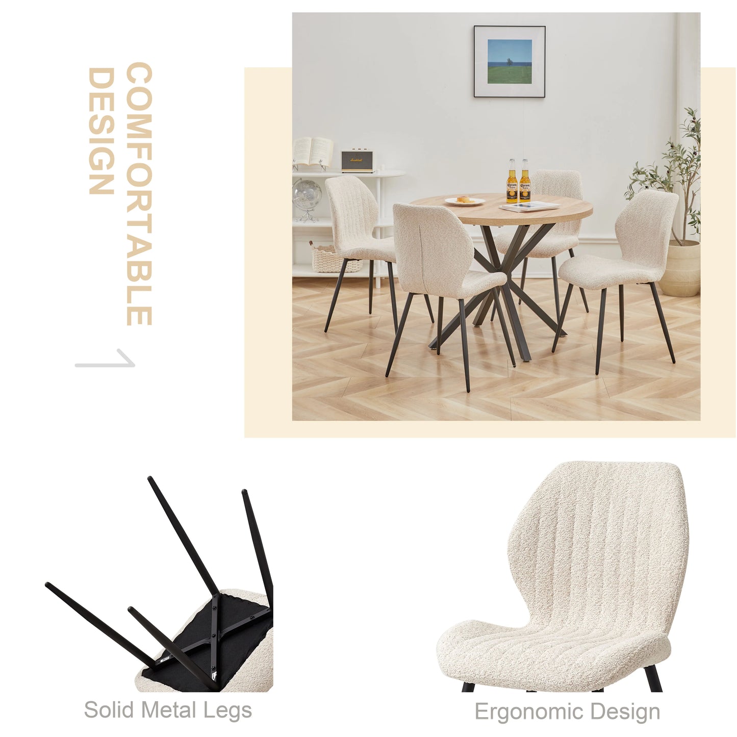 4Pcs/Set Modern Dining Chairs Padded Seat Iron Legs Nordic Minimalist office Chairs For Kitchen Living/Dining Room Restaurant
