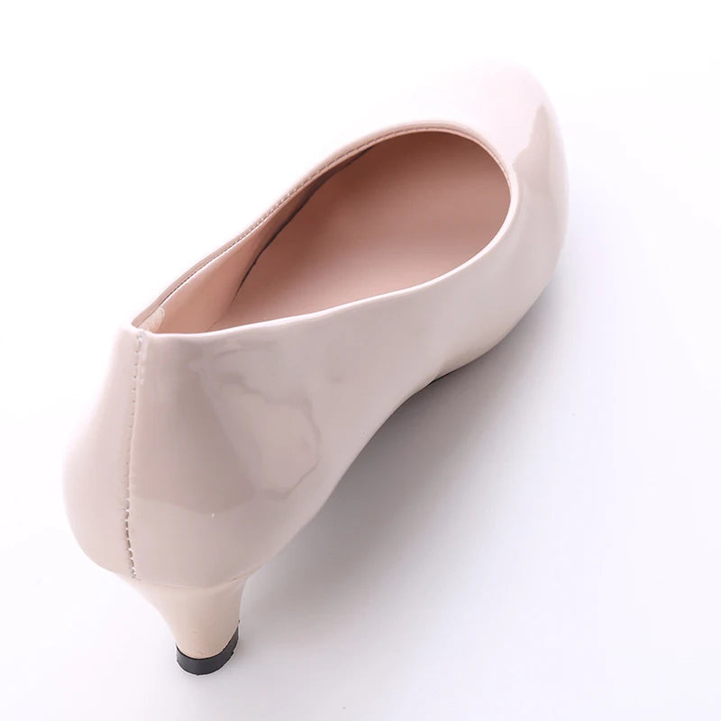 New Women's Shoes On Heels Elegant Medium High Heeled Ladies Pointed Toe Fashion Pumps For Woman Office Black White Red