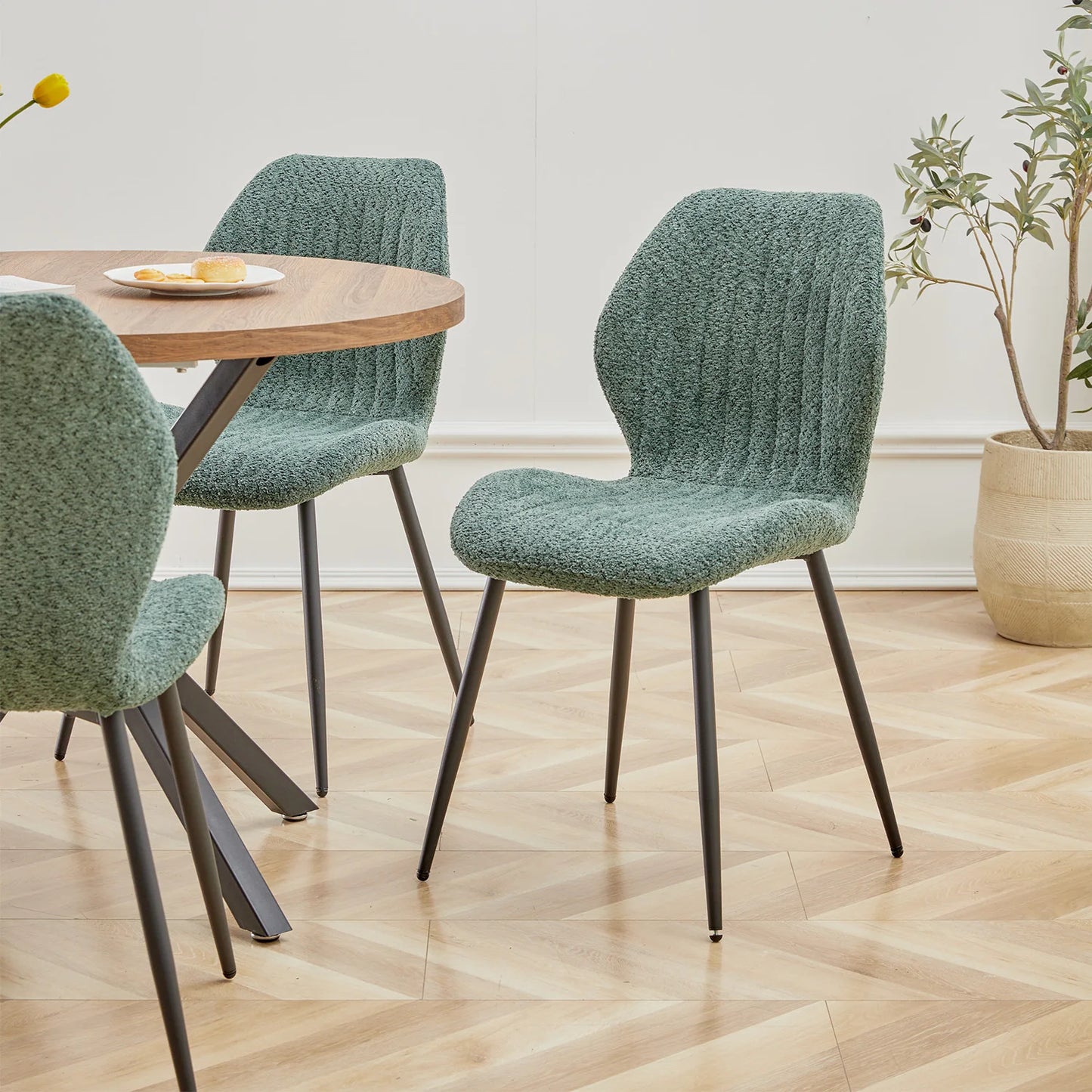 4Pcs/Set Modern Dining Chairs Padded Seat Iron Legs Nordic Minimalist office Chairs For Kitchen Living/Dining Room Restaurant