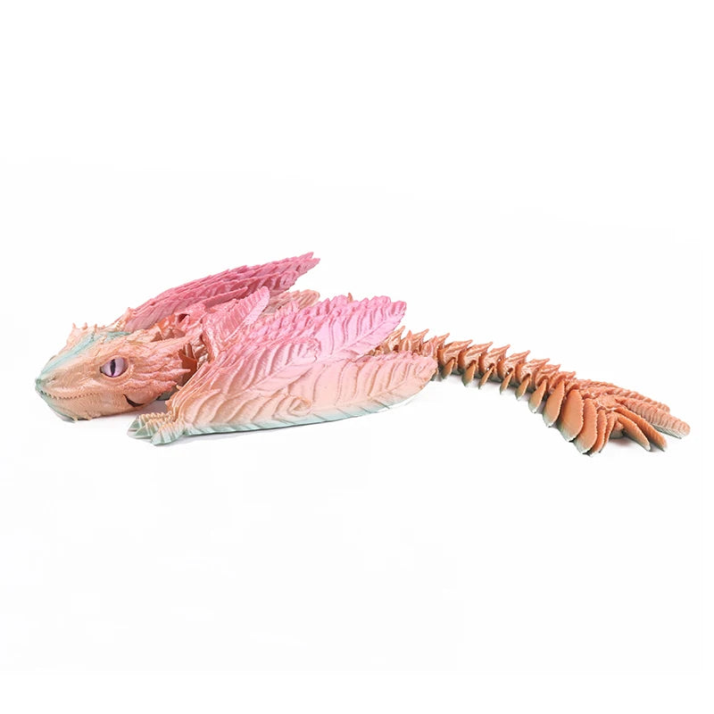 3D Printed Dragon Feathered Wyvern Dragon Articulated Fidget Dragon Home Office Decor Desktop Pet Desk Toy