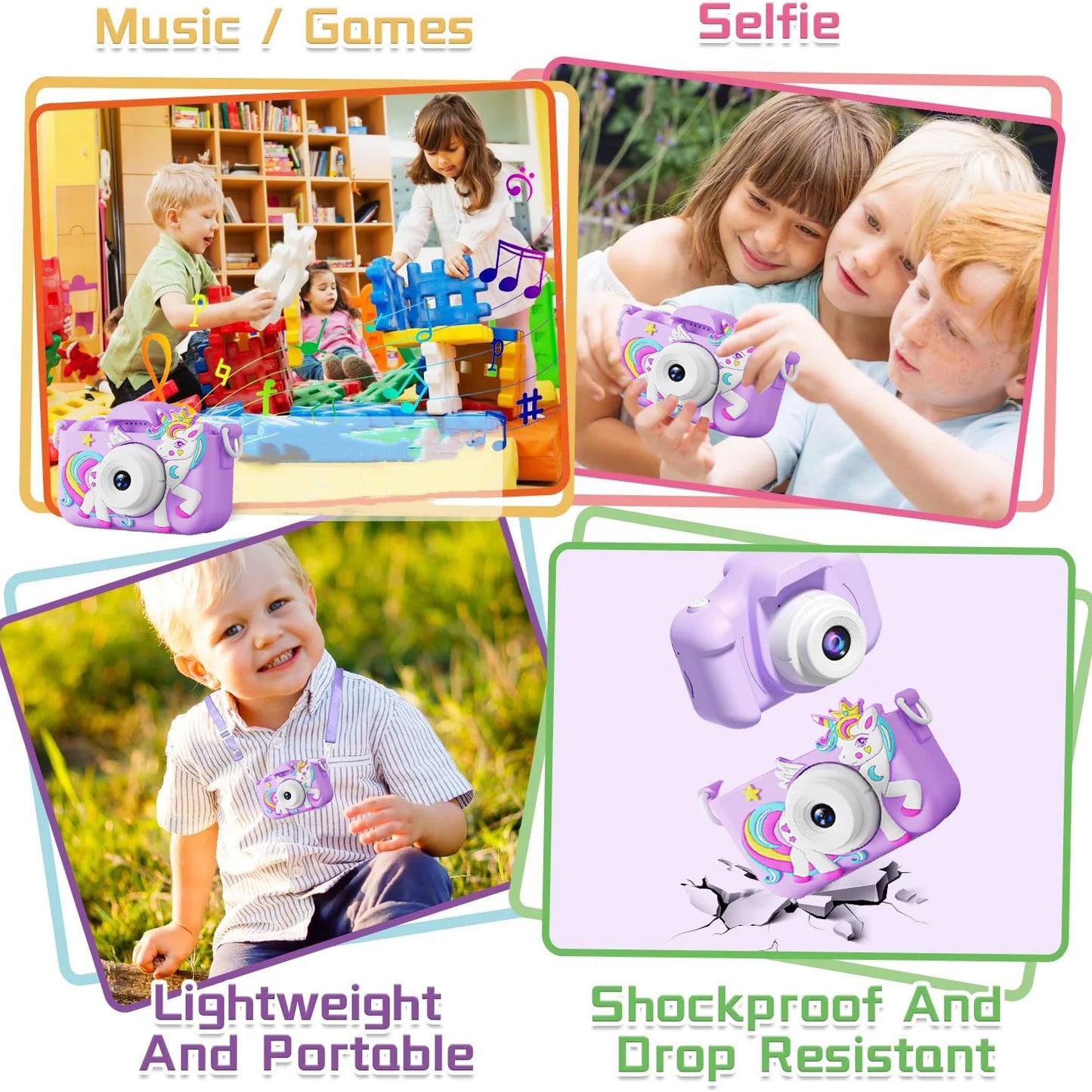 Kids Camera Toys for Boys Girls Selfie HD Digital Video Shockproof Camcorder Christmas Birthday Girls 32GB Card Included