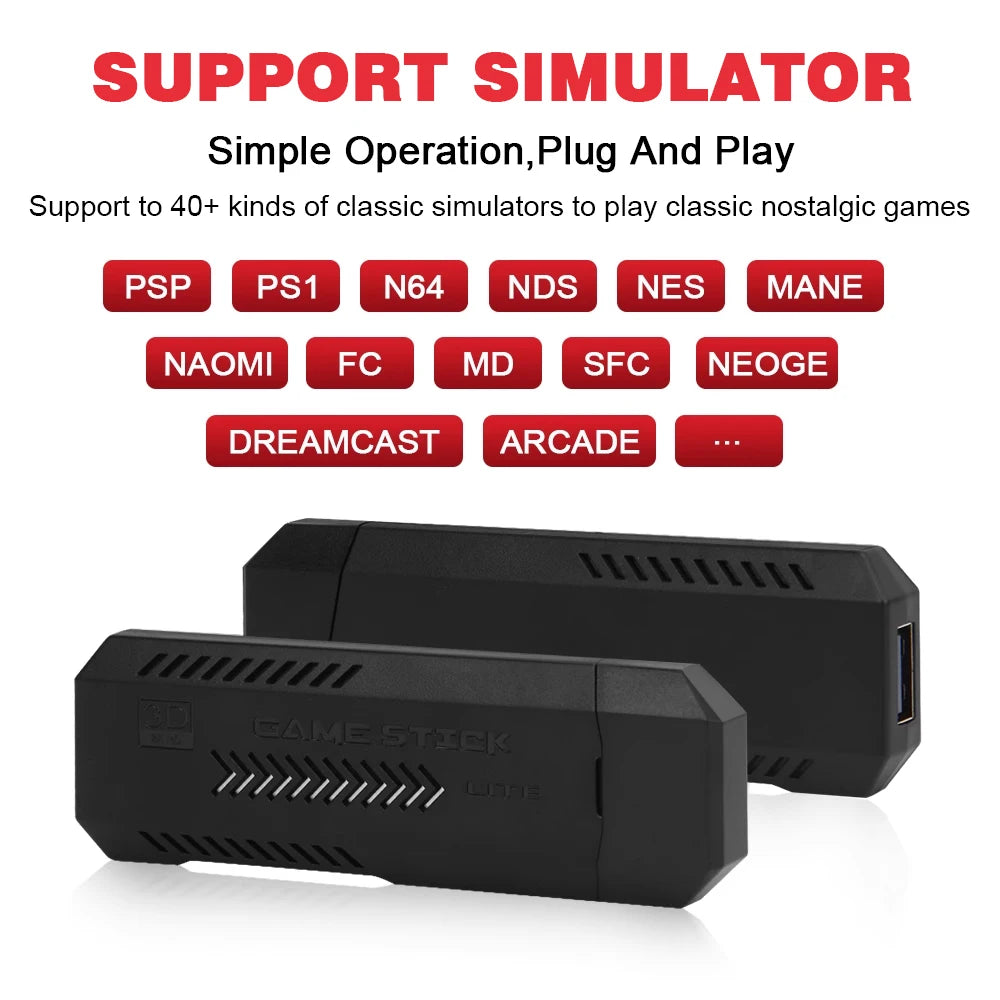 256G 58,000 Games GD10 Plus Game Stick 4K HD Video Game Console 2.4G Double Wireless Controller Game Stick For N64/PSP/PS1/GBA