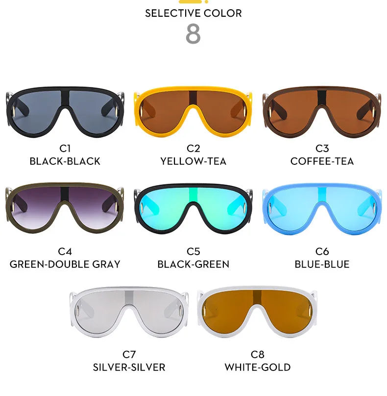 SHAUNA Oversized Women Goggle Sunglasses Trending Men One-Piece Mirror Shades UV400