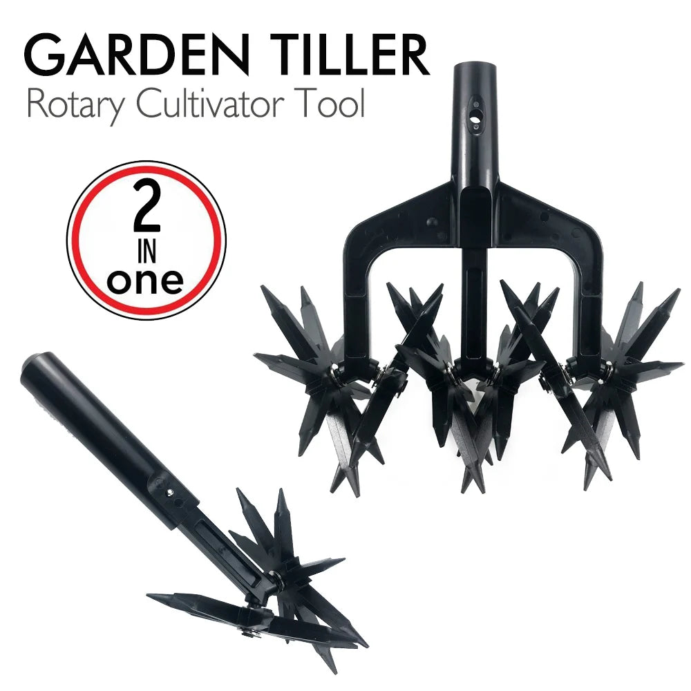 Garden Rotary Tiller, Manual Hand Tool for Soil Loaning & Ventilation, Wear Resistant Cultivator for Autumn Fall Gardening Care