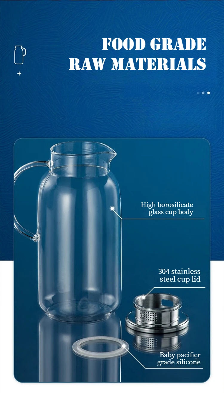 COOKER KING 1.8/2.5L Glass Water Kettle High Borosilicate Glass Large Capacity Teapot High Temperature Resistance Office Use