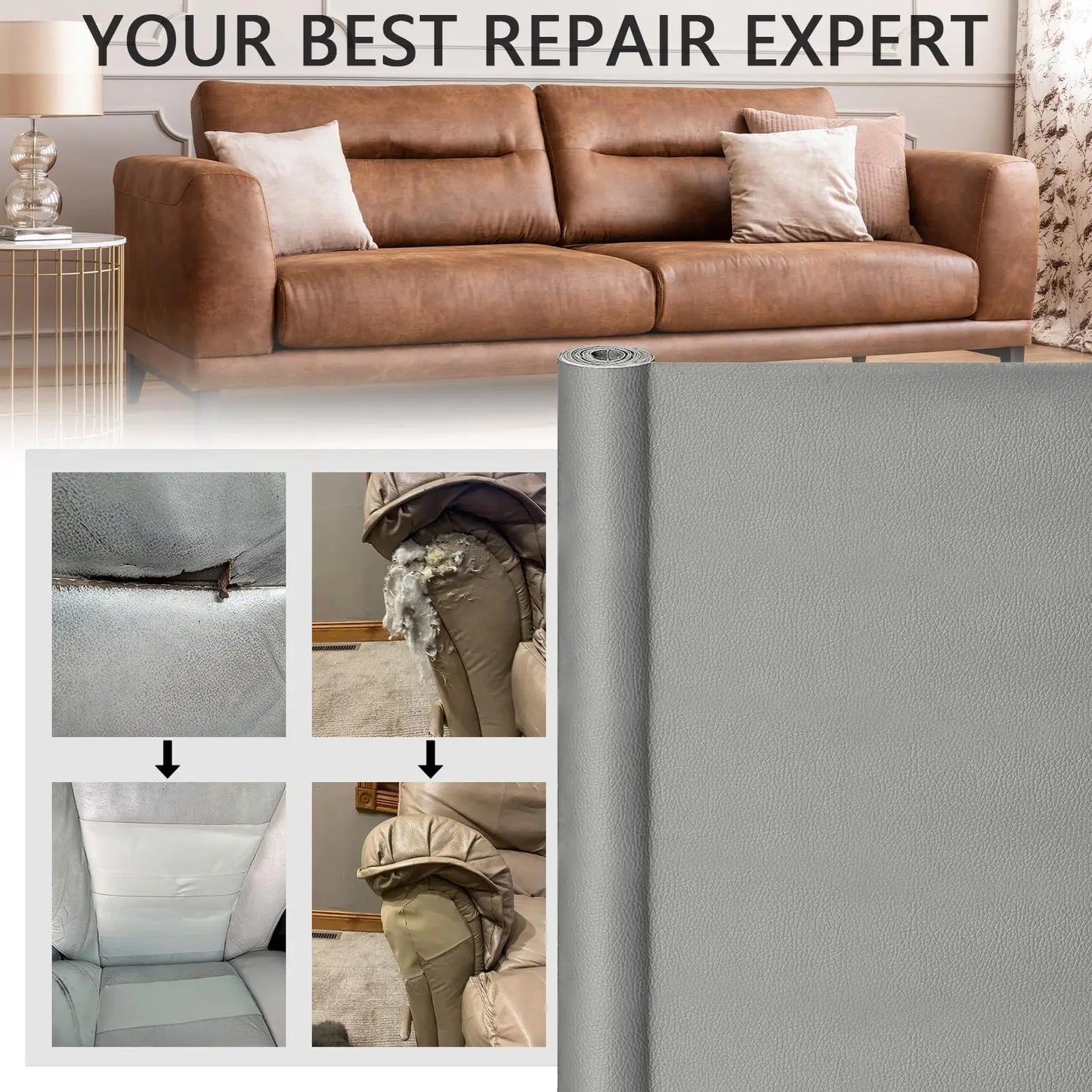 Leather Repair Patch for Furniture Sofa Car Seats Office Chairs Couch Scratch Tape Kit Self Adhesive Waterproof Sticker Hand Bag