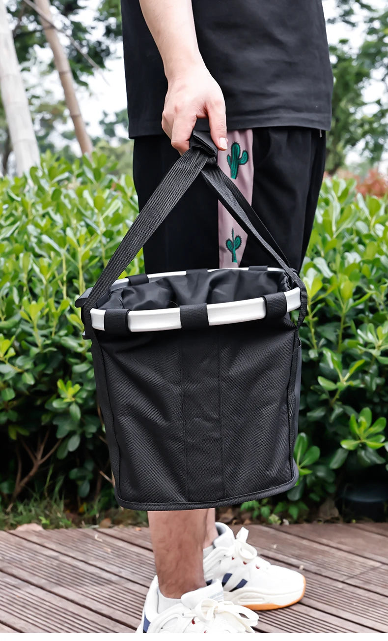 Bicycle Front Basket Bike Small Pet Dog Carry Pouch 2in1 Detachable MTB Cycling Handlebar Tube Hanging Fold Baggage Bag 5KG Load