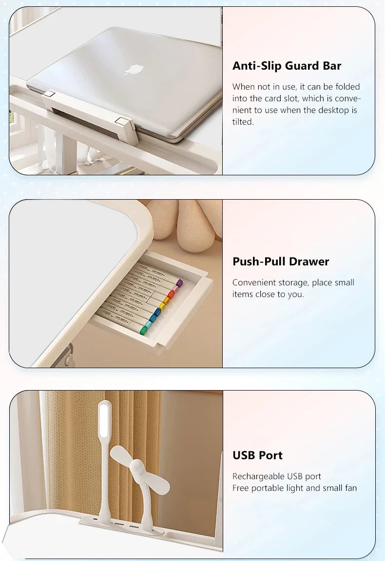 Computer Bed Table Computer Desk Children's Study Desk Bedroom Living Room Desk Adjustable Biurko Narozne Gamingowe Furniture