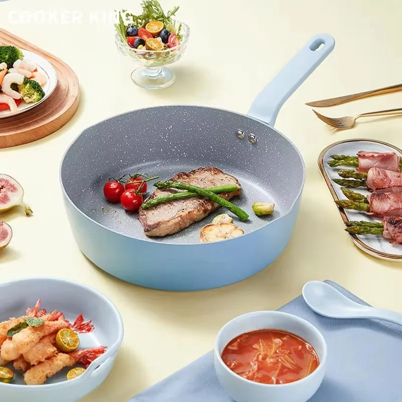 COOKER KING  24/26/28cm Maifan Stone Non-stick Frying Pan Pancake Household Chef Pot Universal Gas Induction Cooker Kitchenware