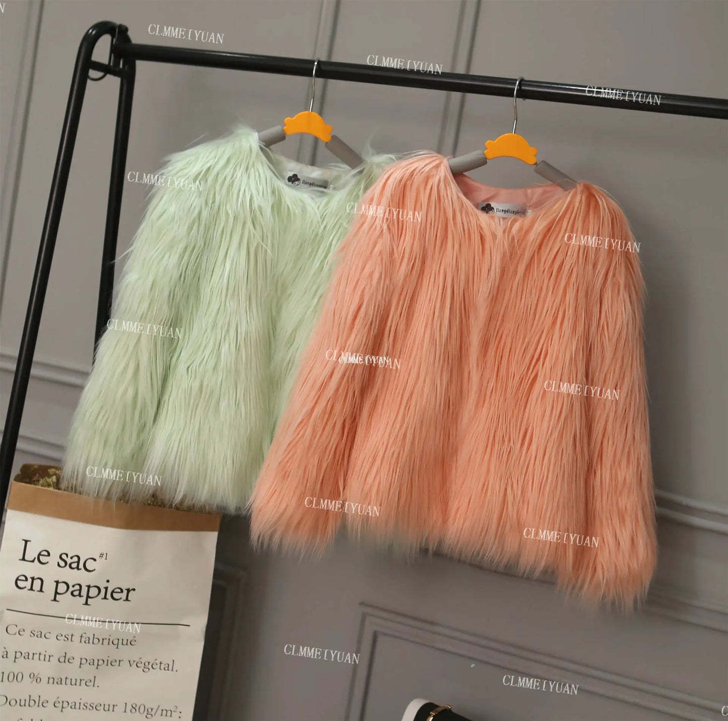 Fur Coat Children Girl Autumn Winter New Solid Color Round Neck Warm Go with Everything  Fashion Casual Brief Active