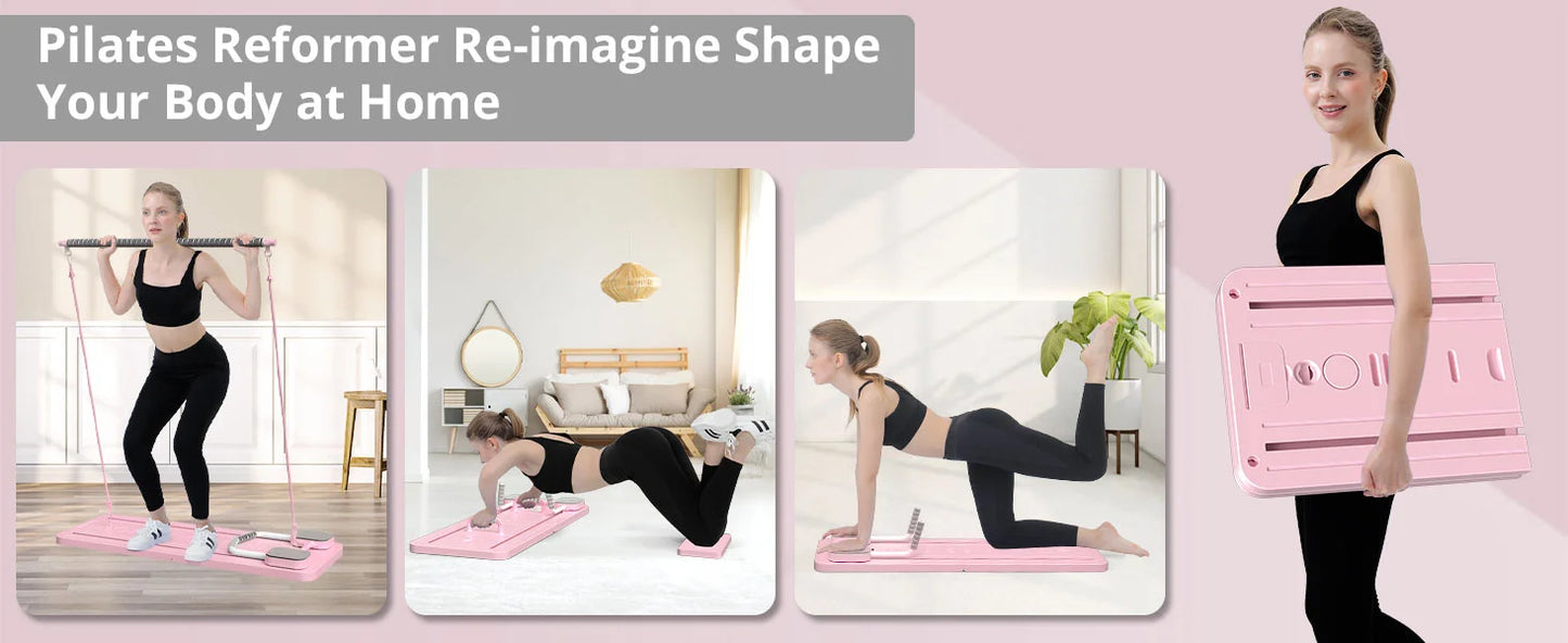 Multifunction Pilates Board Abdominal Board Resistance Bands Exercise Push-Ups Stands Fitness Plate Automatic Workout Exercise