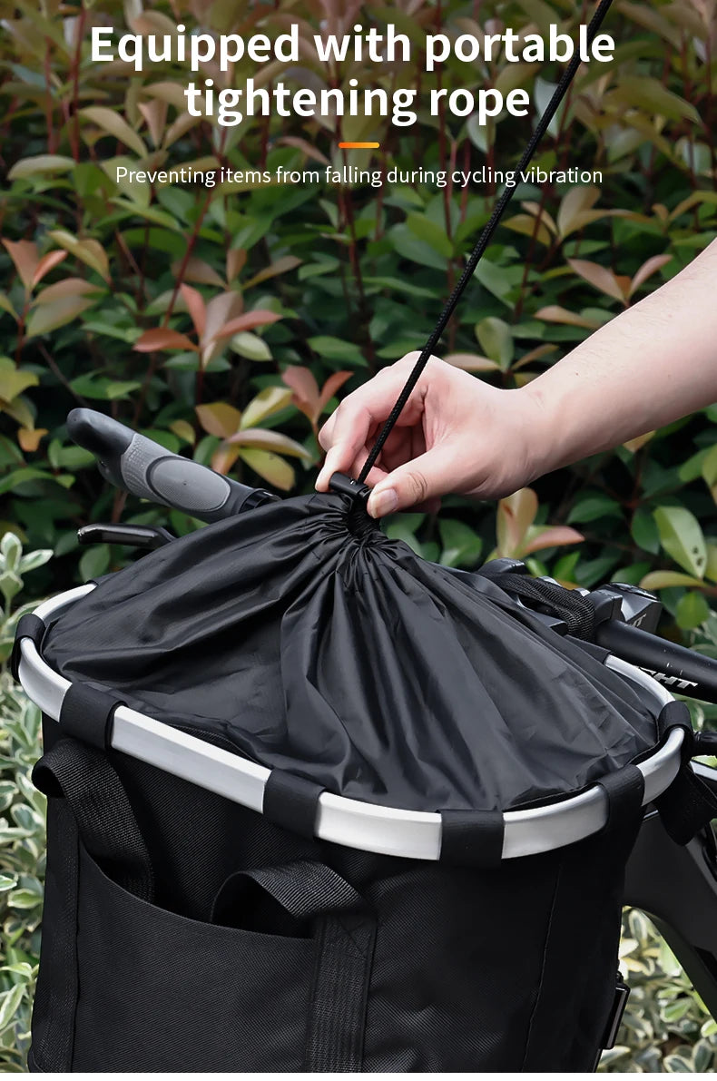 Bicycle Front Basket Bike Small Pet Dog Carry Pouch 2in1 Detachable MTB Cycling Handlebar Tube Hanging Fold Baggage Bag 5KG Load