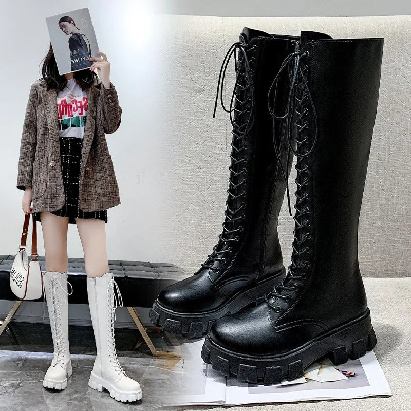 High Boots for Women 2025 New Women's Boots Fashion Womens Casual Shoes Wear-resistant Non-slip Women Platform Shoes Botas Mujer