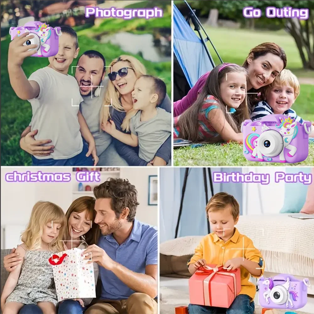Kids Camera Toys for Boys Girls Selfie HD Digital Video Shockproof Camcorder Christmas Birthday Girls 32GB Card Included