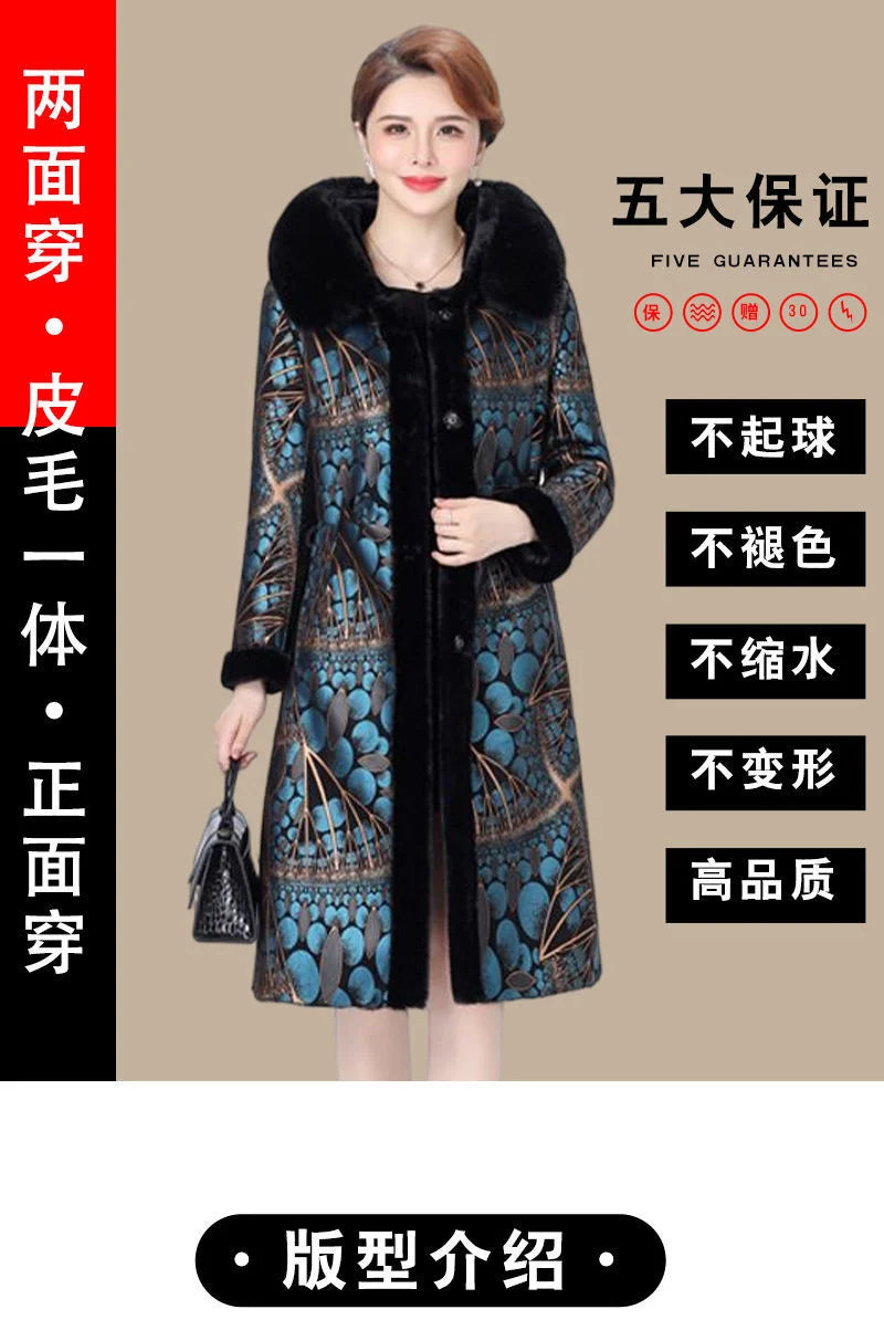 Fur Coat For Women Wearing Both Sides and Fur Integrated Coat 2023 New Loose Mother's Clothing Thickened and Warm Long Coat For