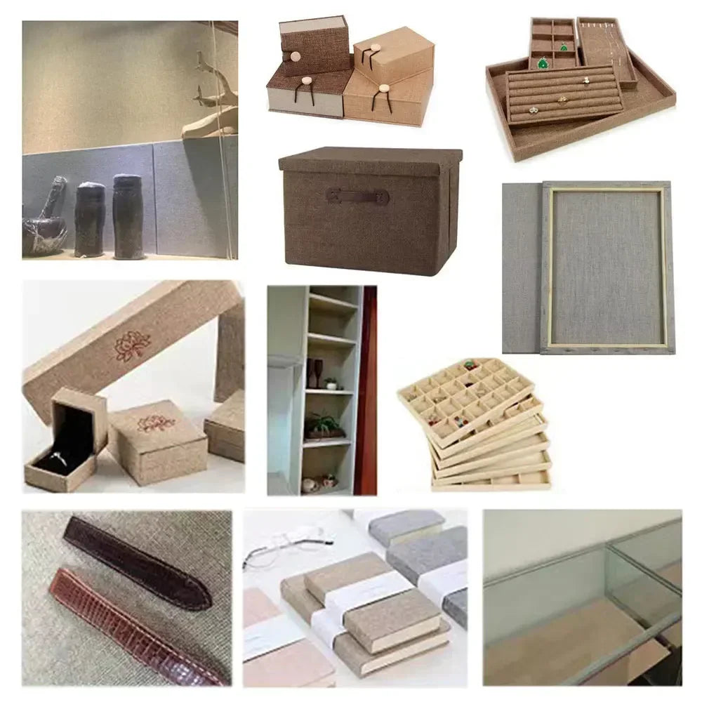 Self Adhesive Linen Fabric Adhesive Durable Linen Cloth for Sofa Furniture Car Seats Office Chairs Boxes Handicraft Handmade DIY