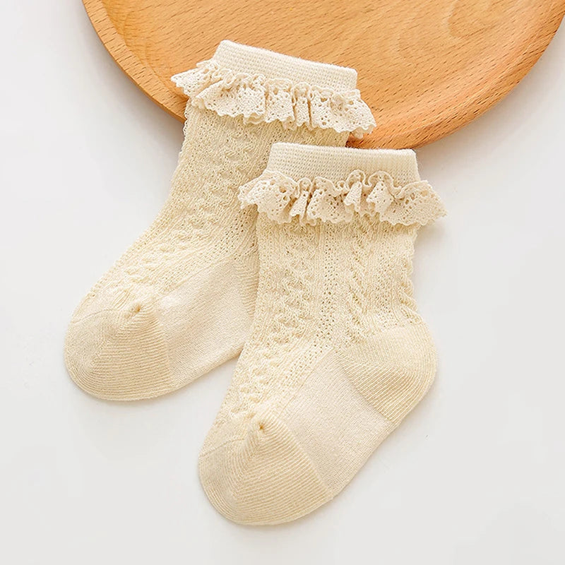 Adorable Infant Girls Ruffle Socks Perfect for Special Occasions like Baptisms Birthdays and Family Photoshoots