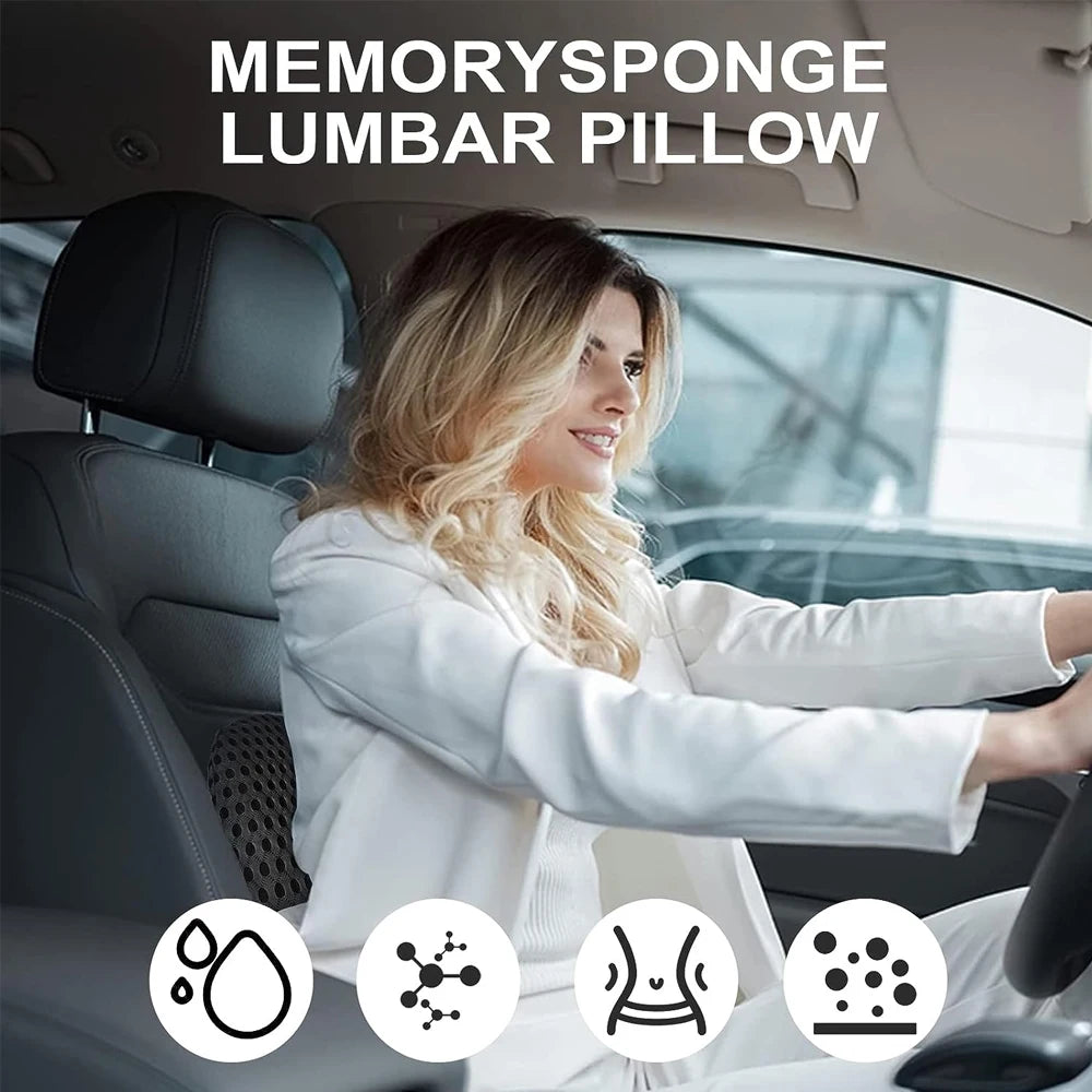 1Pcs Lumbar Support Pillow - Memory Foam Lumbar Support Pillow for Lower Back Pain Relief for Car Seats, Office Chairs, Sofas