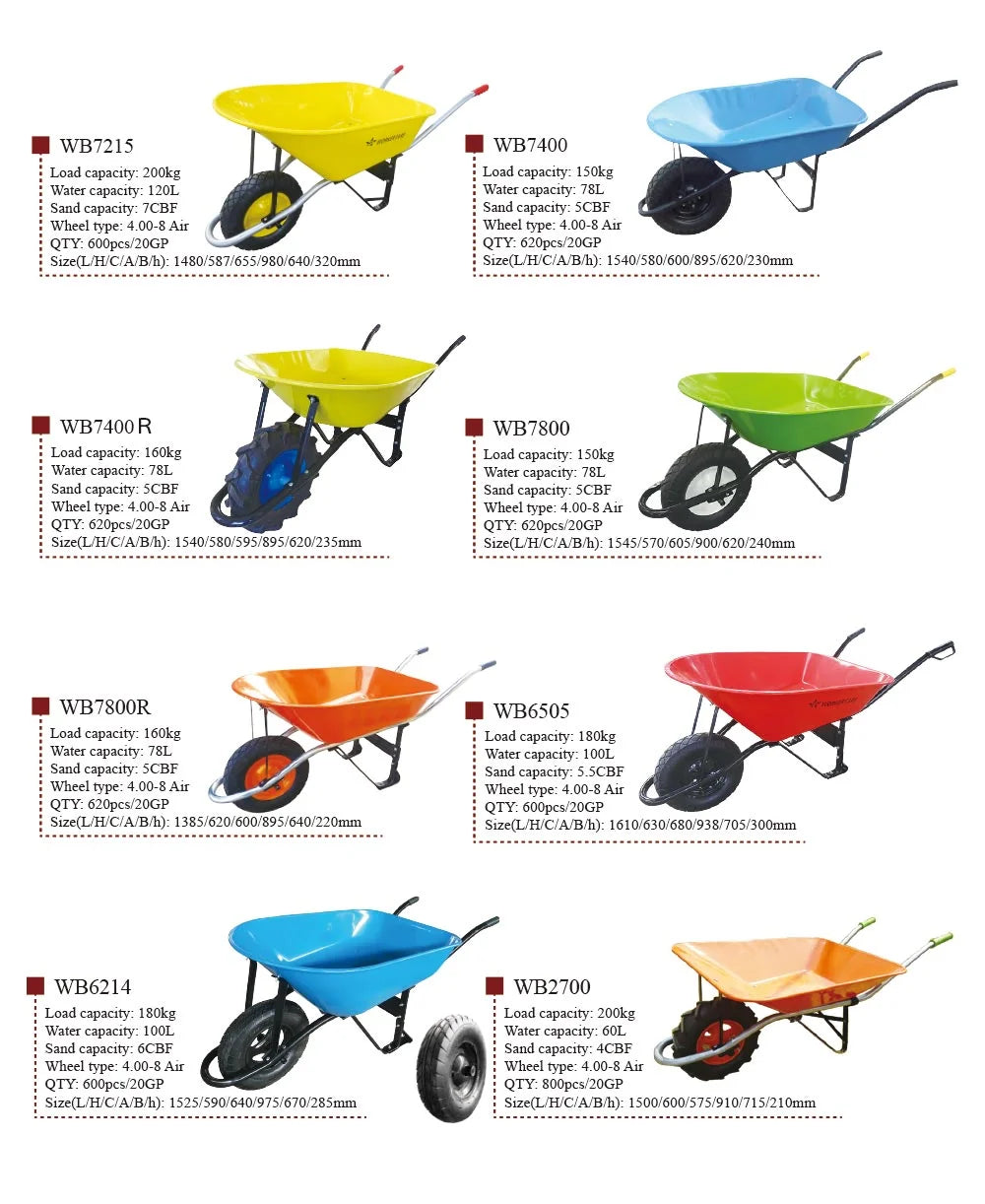 Top Quality Lower Price France Model Metal Cement Wheel Barrow WB6400