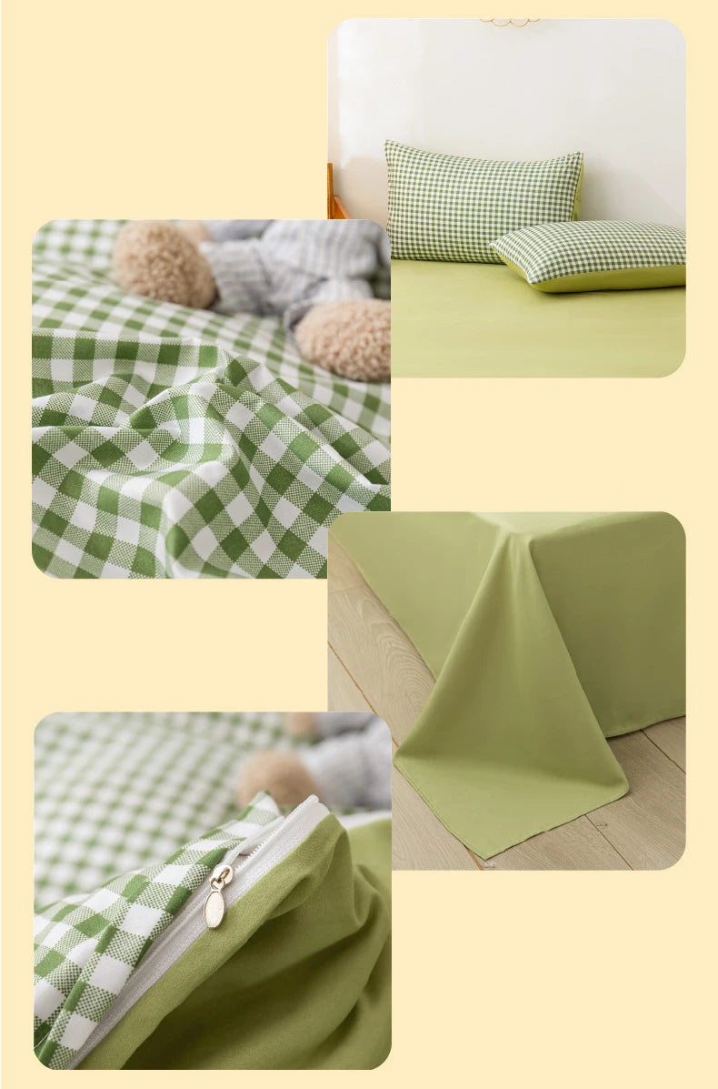 Kawaii Bear Printed Bed Set Floral Duvet Cover Pillowcase Bedding Set Cute Dog Bed Linen Sheet Quilt Cover Full Queen King Size