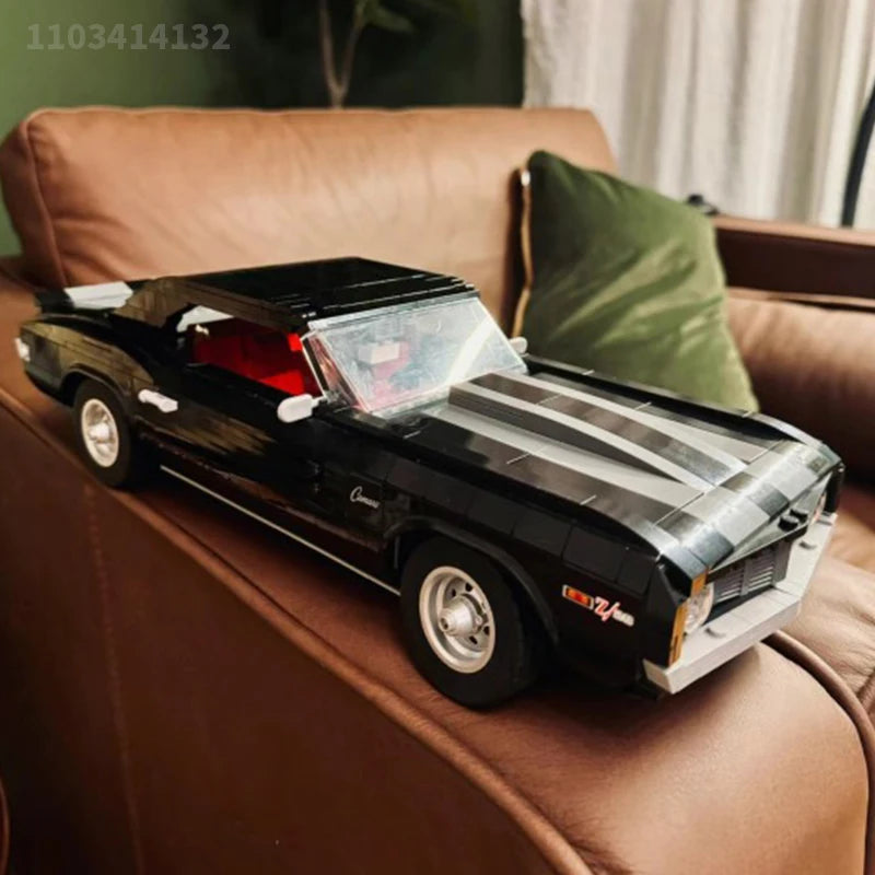 1456pcs Black Vintage Car Set Competition Car Assembly Adult Boy Toy Birthday Christmas Gift Compatible With 10304