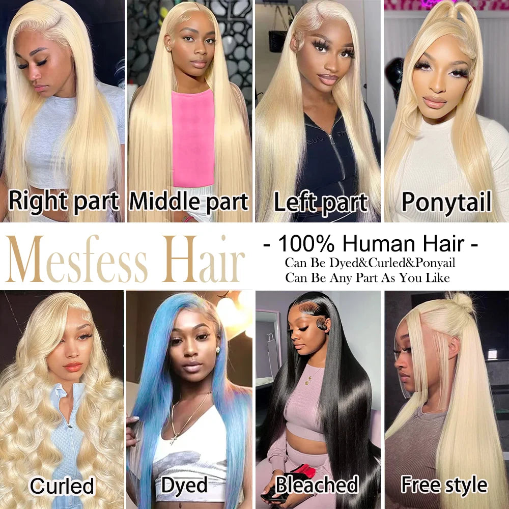 52 Inch 613 Blonde HD Lace Frontal Wig Human Hair Wigs 13x6 200 Density HD Transparent Lace Front Human Hair Wigs For Women