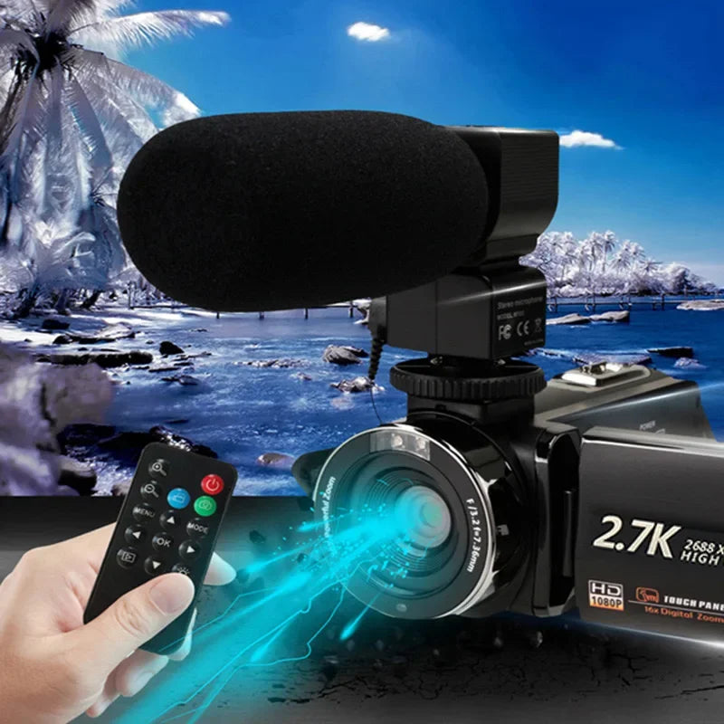 Digital Video Camera 60FPS 16X Digital Zoom Recording Video Camera 3.0 inch Rotatable Touch Screen Handheld DV Camera