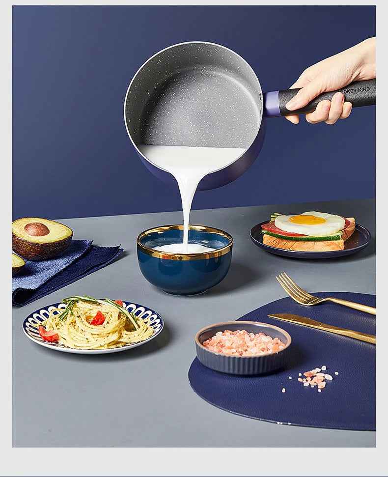 COOKER KING Spot Goods 16cm Milk Pot Medical Stone Coating Soup Pot Stainless Steel Cooking Noodles Stew Pot Boiling Congee Pan