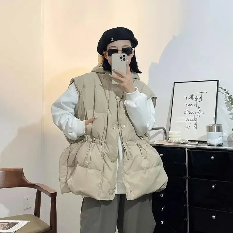 Warm Vest for Women Quilted Solid Color New Outerwear Clothes Fashion 2025 Waistcoat Woman Insulated Elegant Cheap Demi-season