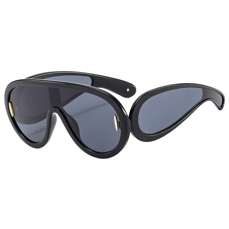 SHAUNA Oversized Women Goggle Sunglasses Trending Men One-Piece Mirror Shades UV400