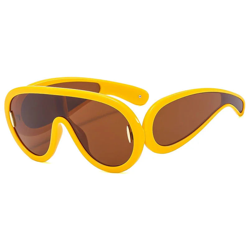 SHAUNA Oversized Women Goggle Sunglasses Trending Men One-Piece Mirror Shades UV400