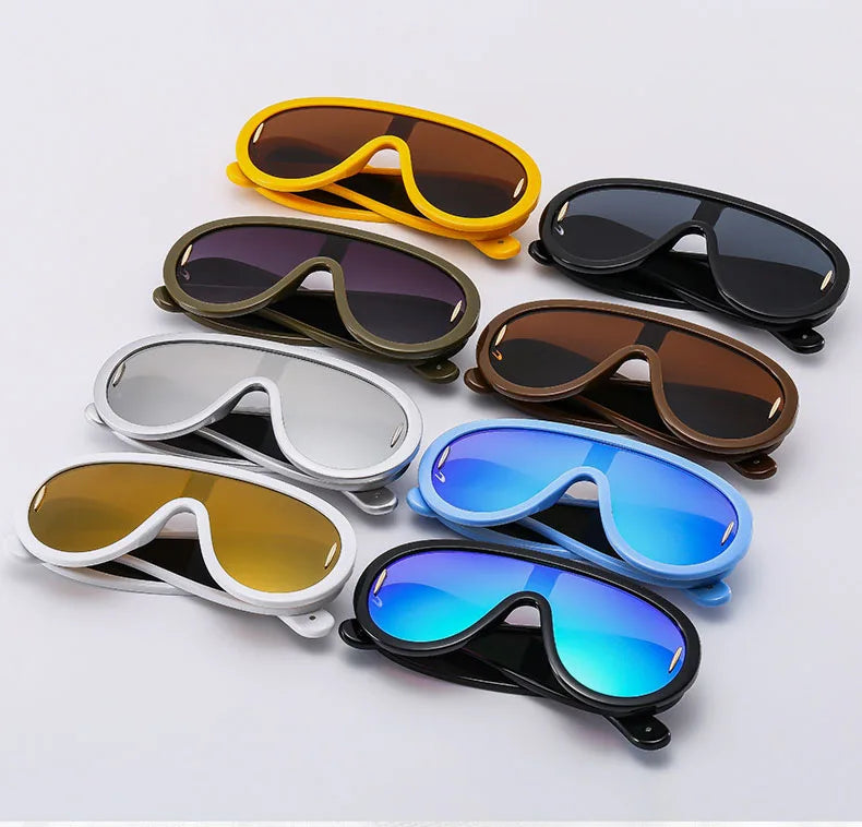 SHAUNA Oversized Women Goggle Sunglasses Trending Men One-Piece Mirror Shades UV400