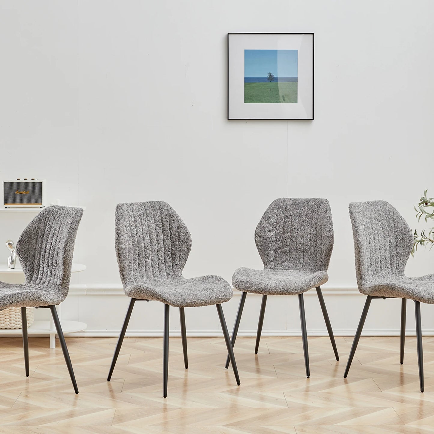 4Pcs/Set Modern Dining Chairs Padded Seat Iron Legs Nordic Minimalist office Chairs For Kitchen Living/Dining Room Restaurant