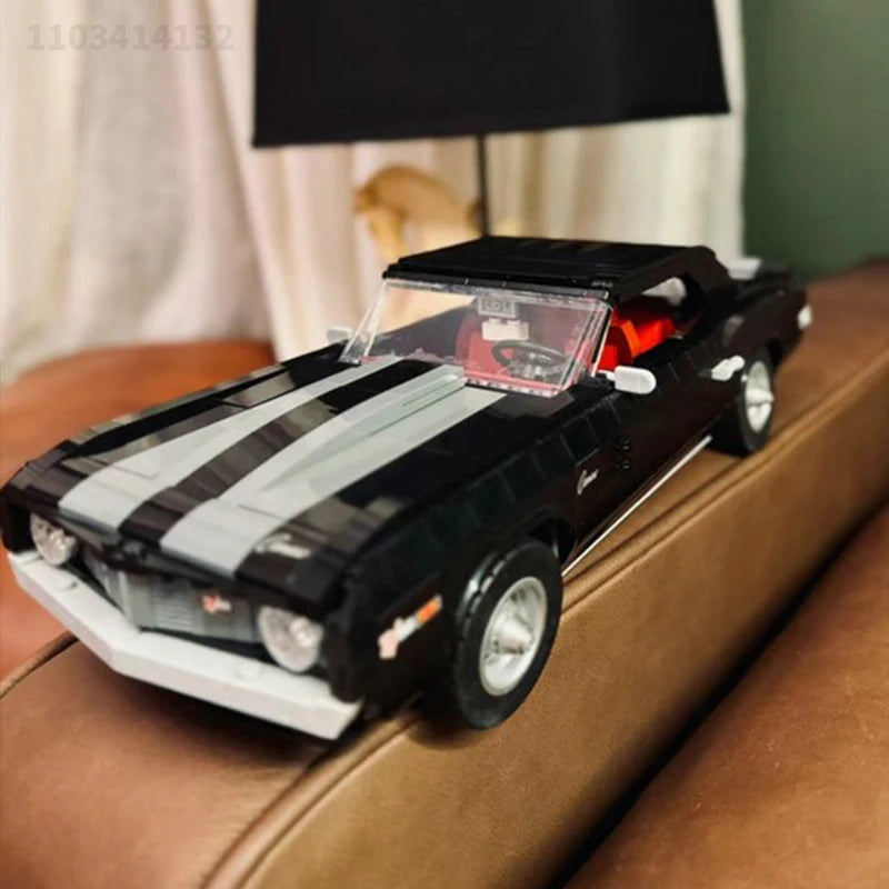 1456pcs Black Vintage Car Set Competition Car Assembly Adult Boy Toy Birthday Christmas Gift Compatible With 10304