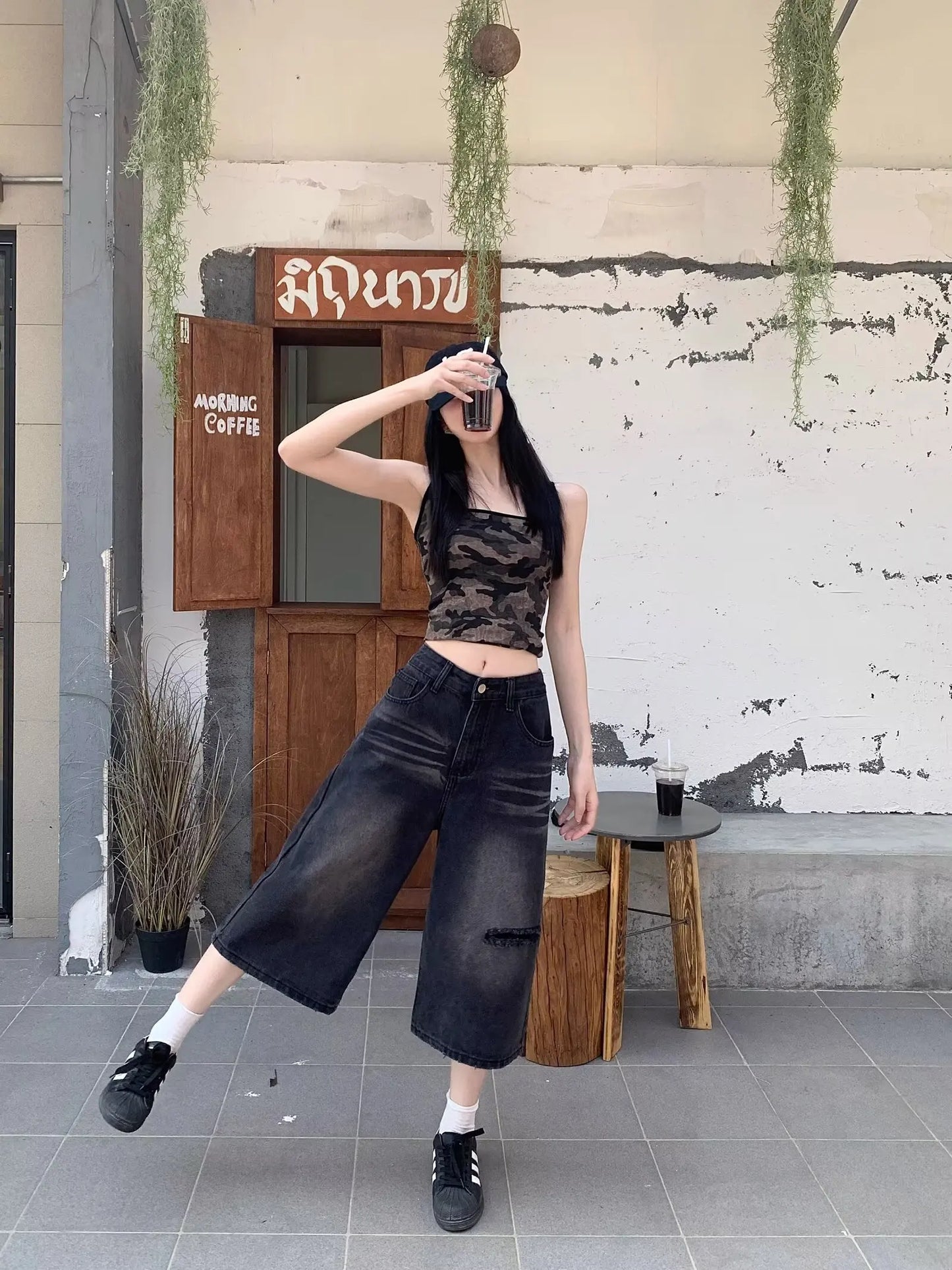 Jeans Woman 7-point Pants Summer Clothes Baggy Jorts Women's Wide Pants Shoujo Girl Style Coquette Jean Shorts High Waist Jeans