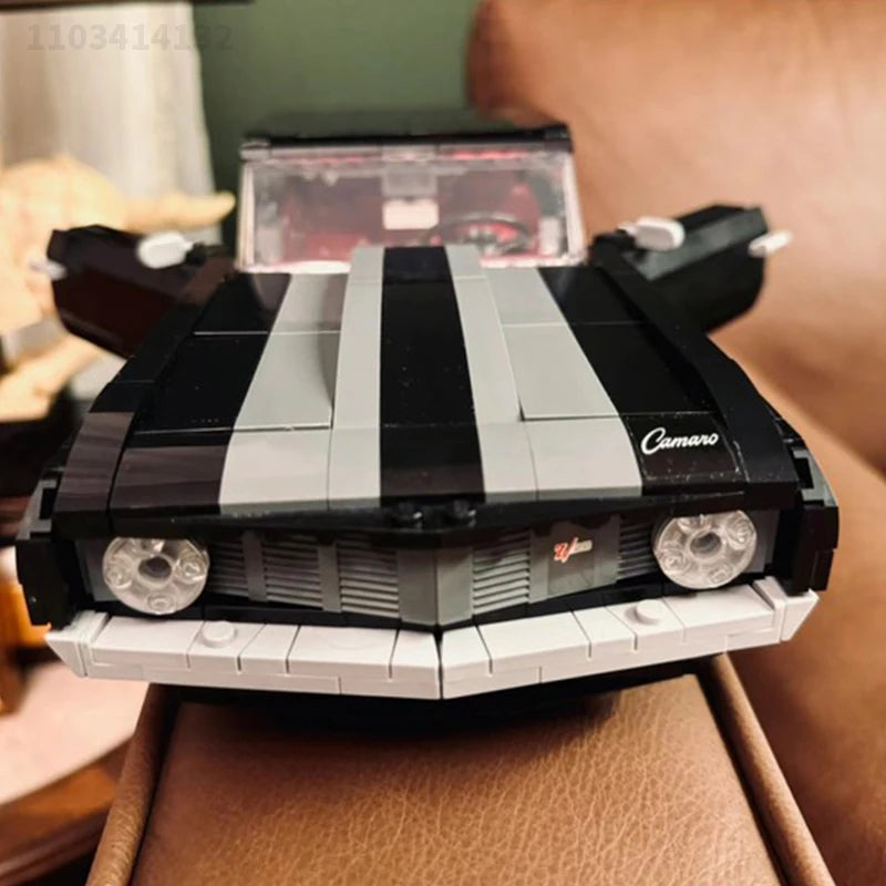 1456pcs Black Vintage Car Set Competition Car Assembly Adult Boy Toy Birthday Christmas Gift Compatible With 10304