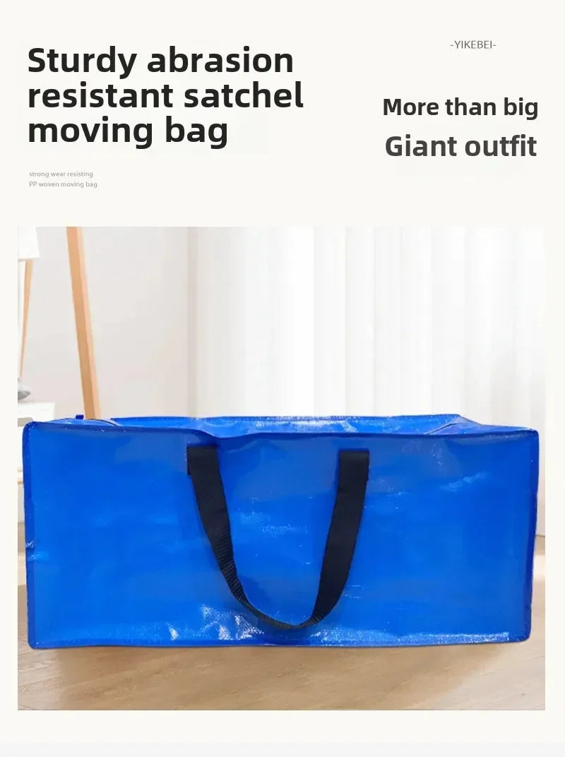 4/2/1pcs Large Capacity Foldable Storage Moving Bag Bluezip-up Hand Woven Packaging Bag Customizable Oval Shape Home Goods
