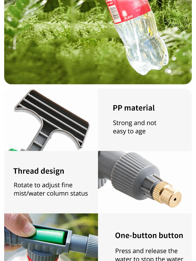 1 Set,Adjustable Beverage Bottle Sprayer Watering Flower SprinklerSprinkler Pressure Atomizer Nozzle Gardening Tools ﻿