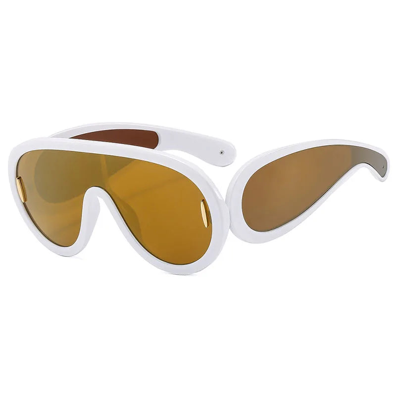 SHAUNA Oversized Women Goggle Sunglasses Trending Men One-Piece Mirror Shades UV400