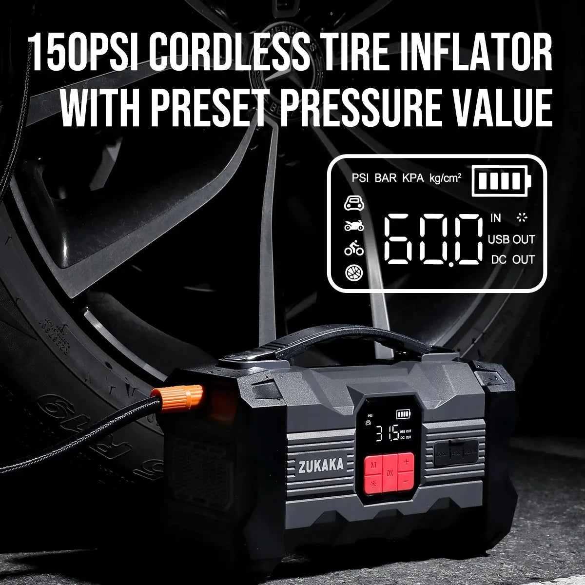 Car Jump Starter with Air Compressor Power Bank Portable Emergency Battery Booster Starting Device for Cars