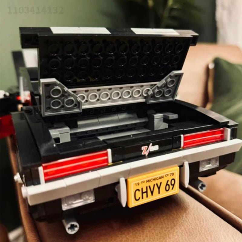 1456pcs Black Vintage Car Set Competition Car Assembly Adult Boy Toy Birthday Christmas Gift Compatible With 10304