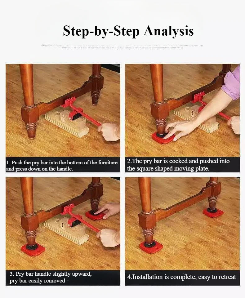 1Set Heavy Duty Furniture Lifter Mover Roller with Wheel Bar Moving Device Lifting Helper Furniture Moving Transport Tool