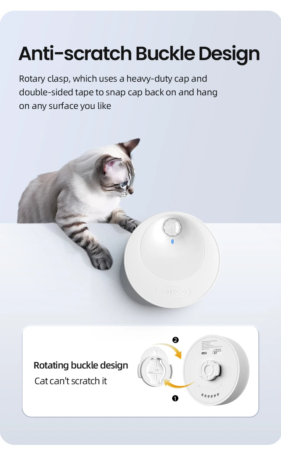 ROJECO 4000mAh Smart Cat Litter Deodoriser Automatic Cat Litter Box Odor Purifier For Pet Toilet Deodorant Purifier Accessories